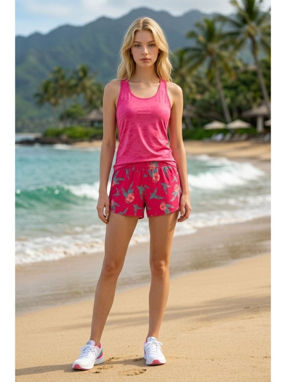Alpine Design Women's Pink Floral Water Shorts Size M With Mesh Liner (SKU#2136)